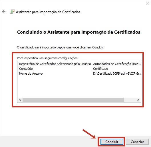Assistente > Concluir