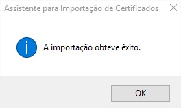 A importação obteve êxito > OK