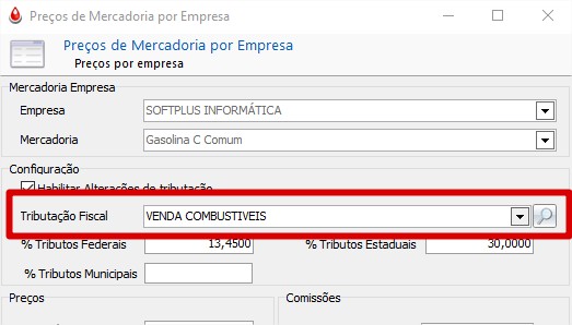 Mercadoria, cfop combustível