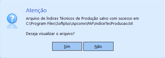 Mensagem indicando o INdiceTecProducao.txt