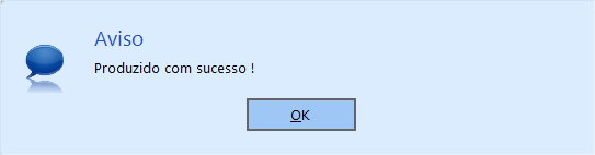 Mensagem indicando combo produzido com sucesso