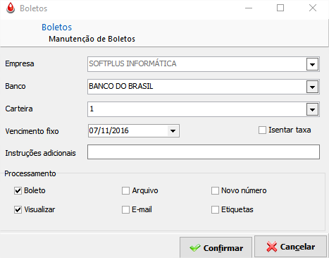 Emissão de Boleto