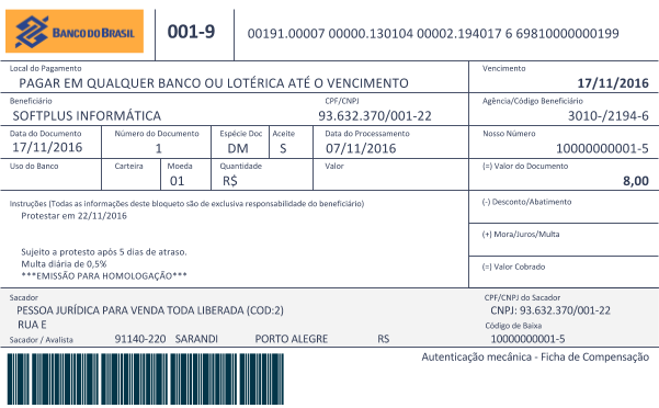 Emissão de Boleto