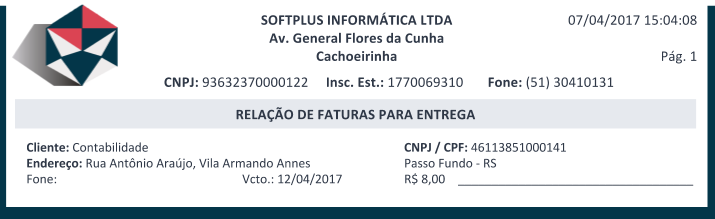 Relatório de listagem de boletos