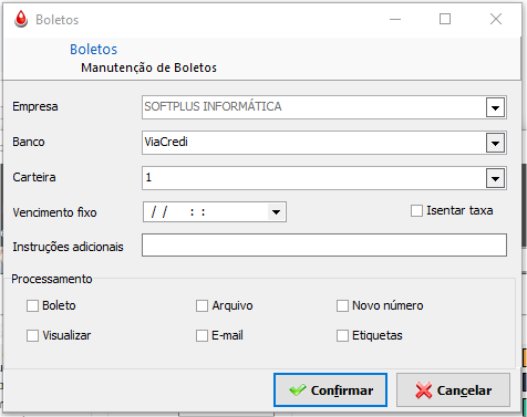 Manutenção de boletos
