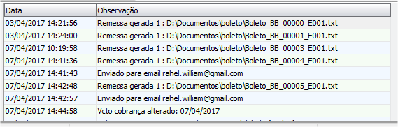 Log das Faturas