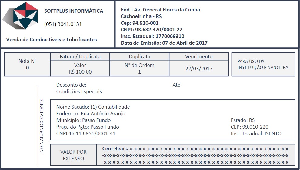 Visualização em Tela do relatório e comprovante de duplicatas