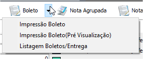 Dropdown do menu de boletos
