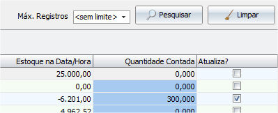 Adicionando estoque contado
