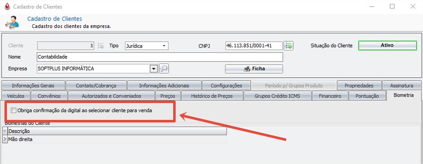 Obriga confirmação da digital ao selecionar cliente para venda