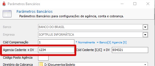 Agencia Cedente + Digito Verificador