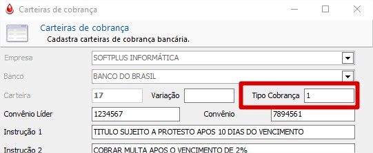 Tipo de Cobrança