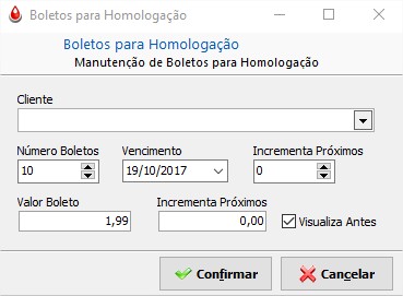 Boletos para Homologação