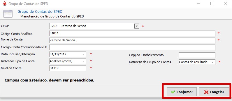 Confirmar ou Cancelar