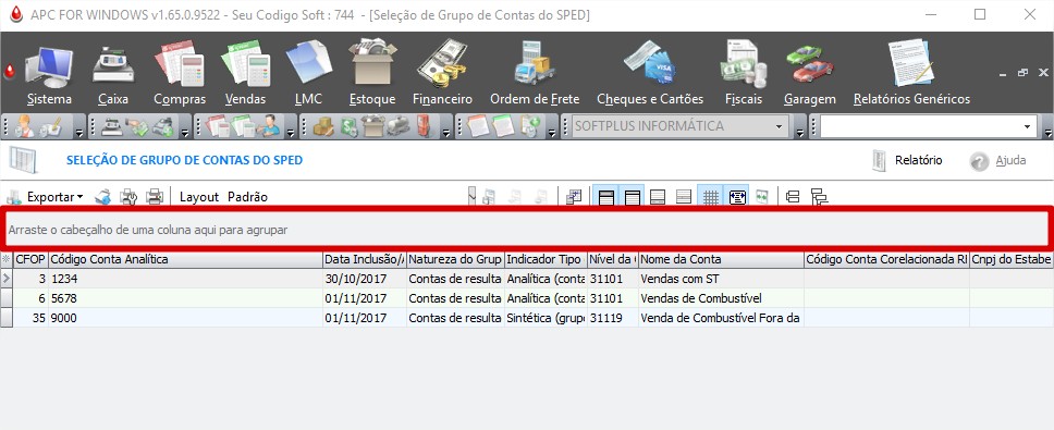 Cabeçalho para agrupamento