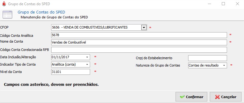 Grupo de Contas do SPED