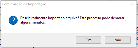 Confirmação de Importação