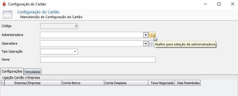 Cadastro de Administradora