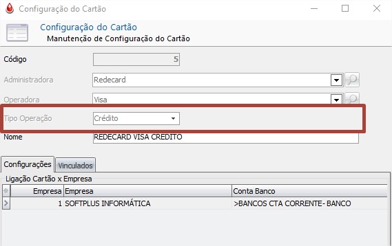Editar Registro Tipo Operação