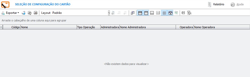Tela de Configuração de Cartões