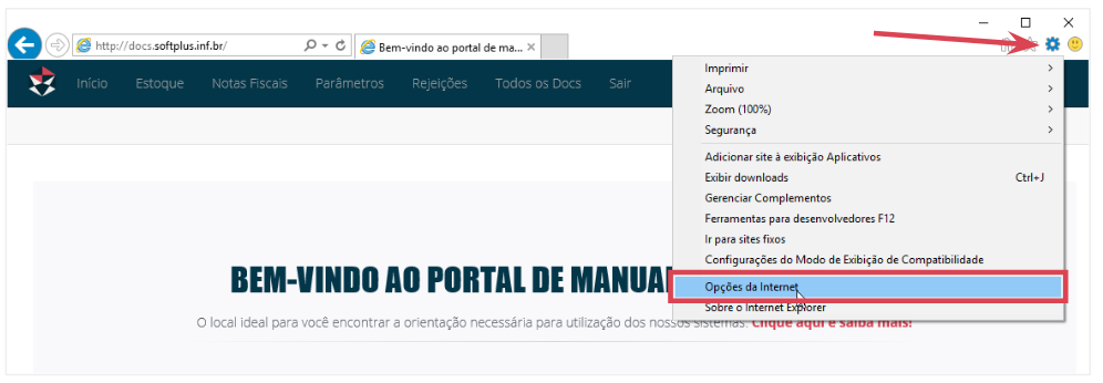 Menu Internet Explorer