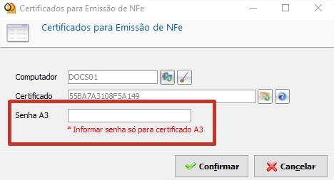 Senha do Certificado