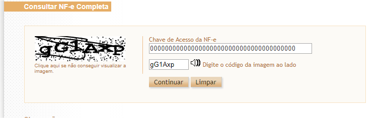 Consulta NFe na receita