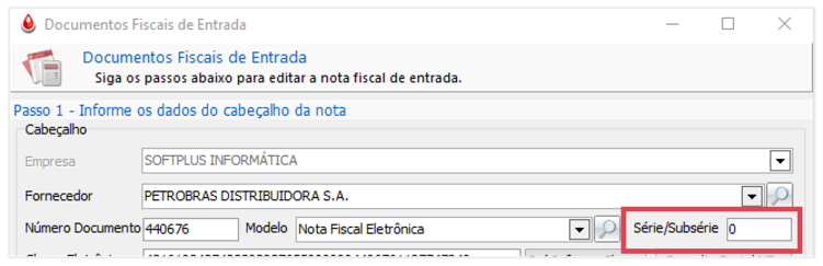 Série da nota de entrada