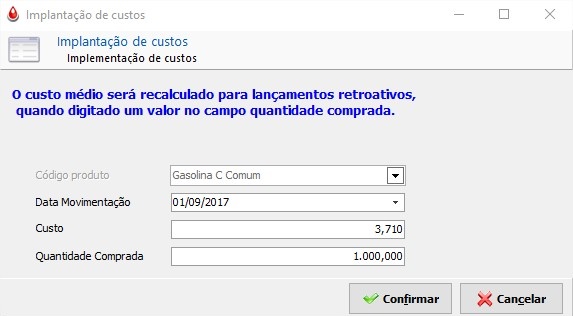 Implantação de Custos