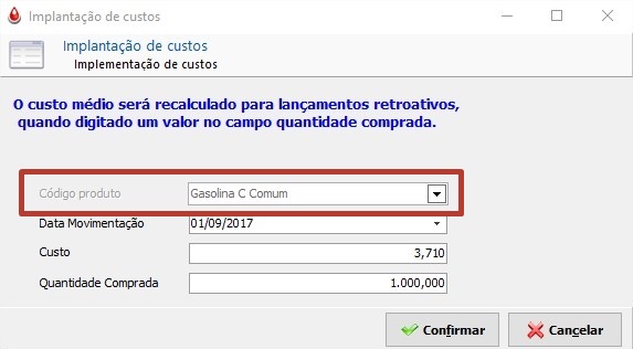Código produto