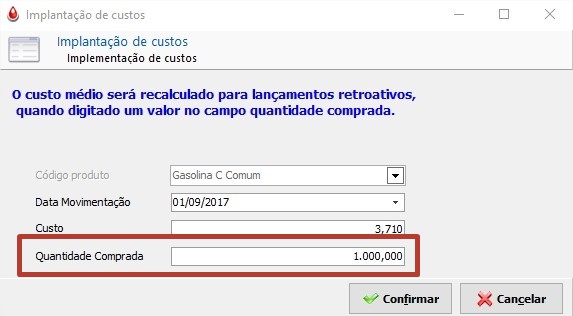 Quantidade Comprada