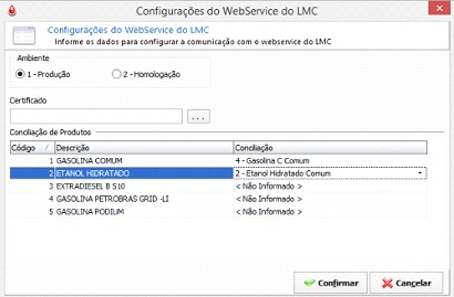 Tela de Configurações