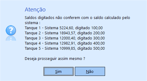 Medição diferente do saldo