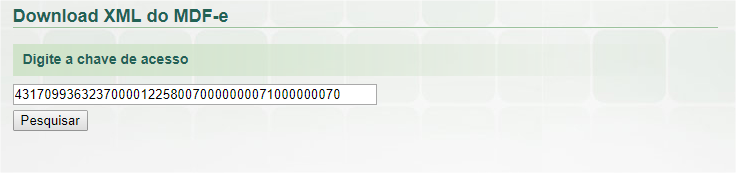 Download XML Chave MDFe