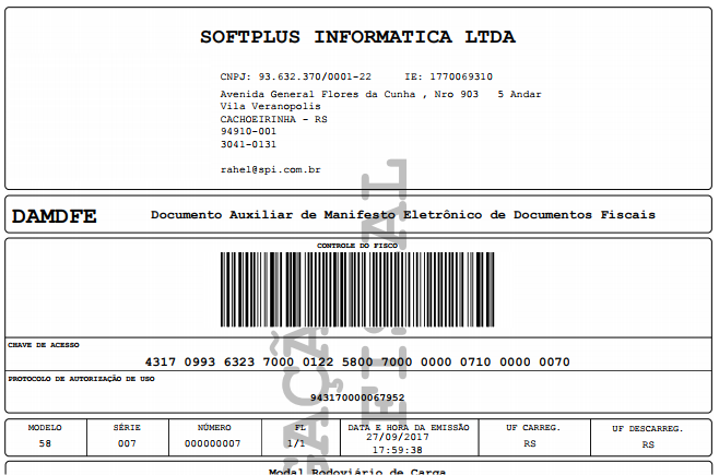 Modelo de MDFe