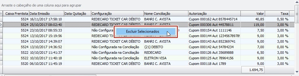 Excluir Selecionados