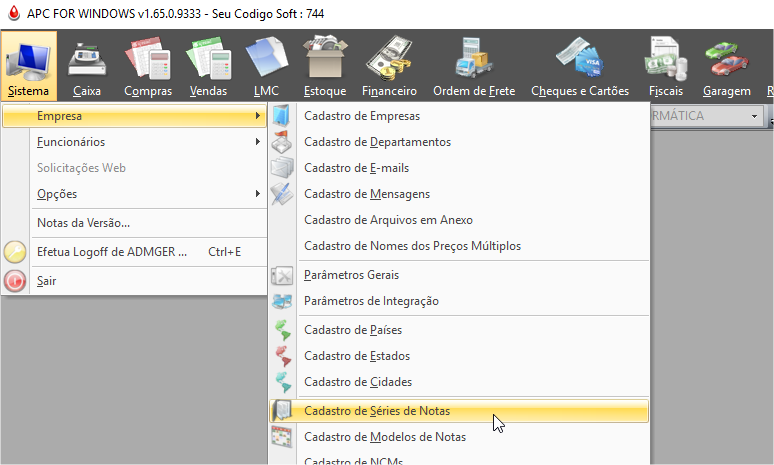 Cadastro de Série e Modelo para NFSe