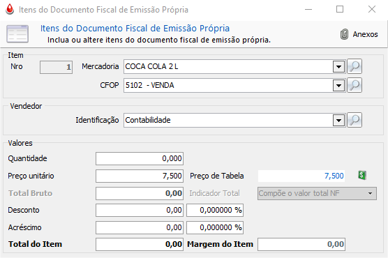 Informações do Item