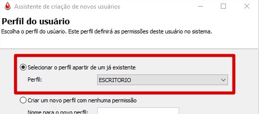 Selecionar o perfil a partir de um já existente
