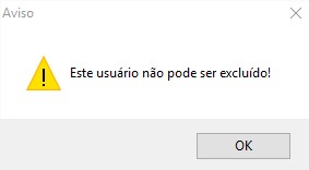 Este usuário não pode ser excluído