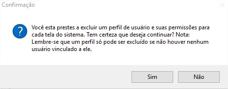 Excluir perfil selecionado