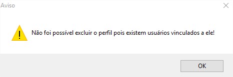 Alerta de perfil com vinculo de usuário