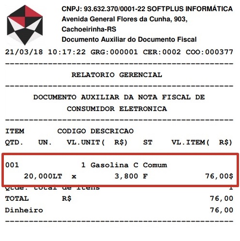 Informações no Cupom