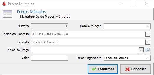 Manutenção de Preços Múltiplos
