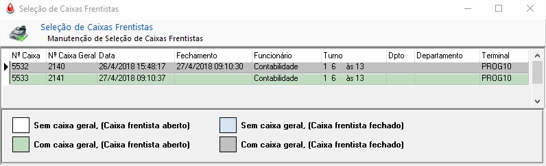 Seleção de Caixa Frentista