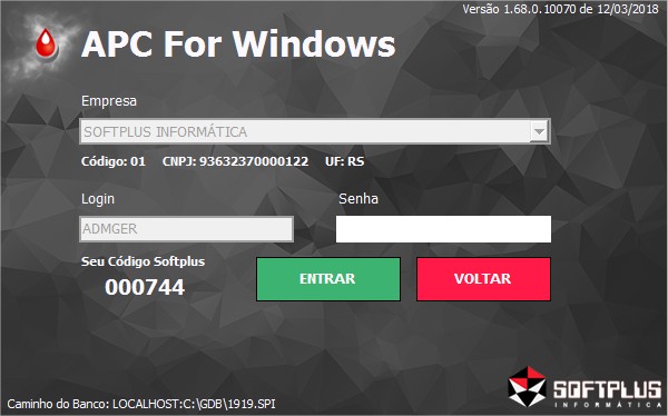 Solicitação da senha do usuário
