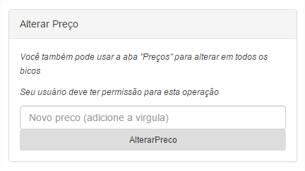 Alterar Preço Comandos Manuais