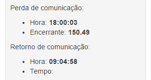 Perda e Retorno de Comunicação Comandos Manuais