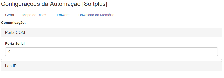Configurações Automação Softplus