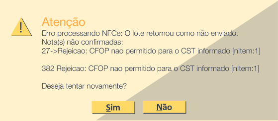 Exemplo de rejeição